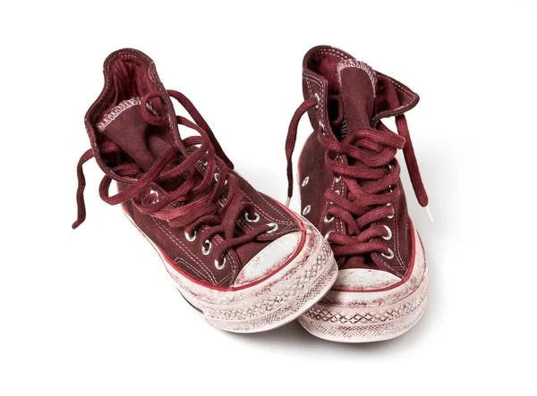 Zapatos Lona Usados Sobre Fondo Blanco —  Fotos de Stock