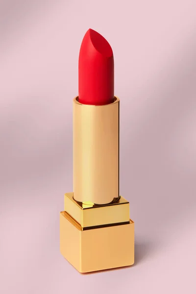 Tubo Rossetto Isolato Sfondo Rosa — Foto Stock