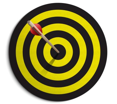 Beyaz arkaplanda Dartboard ve ok