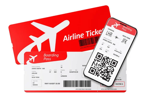 Bilhetes Avião Cartão Embarque Móvel — Fotografia de Stock