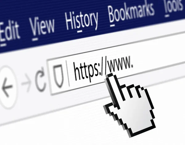 Close Tela Computador Com Http Address Bar Web Browser — Fotografia de Stock