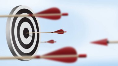 Dartboard ve oklar beyaz arkaplanda