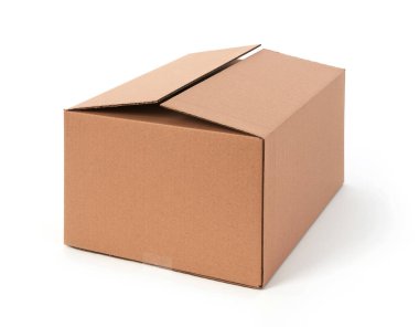 Karton kutuyu beyaz arkaplanda aç