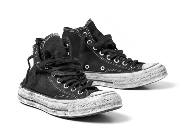 Sapatos Lona Usados Fundo Branco — Fotografia de Stock