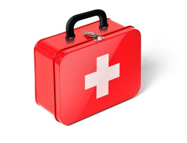 Beyaz arkaplanda ilk yardım çantası