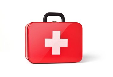 Beyaz arkaplanda ilk yardım çantası