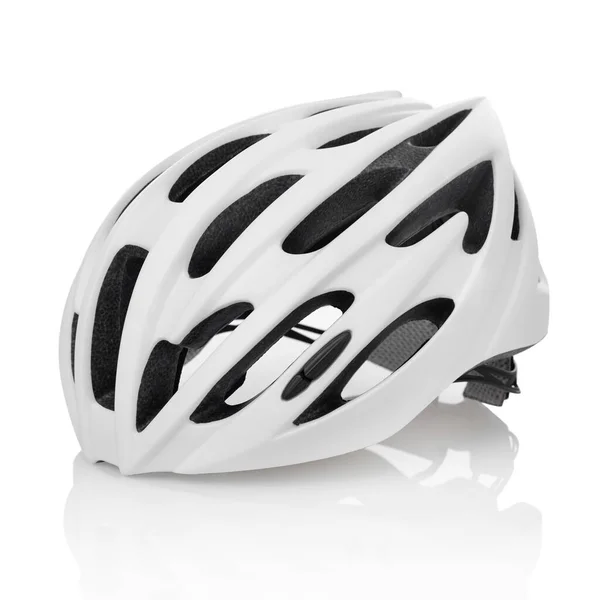 白色背景隔离的自行车头盔 — 图库照片