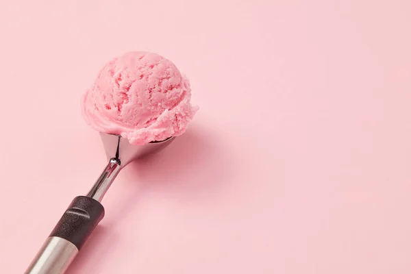 Ice Cream Scoop Pink Background — Stock Photo, Image