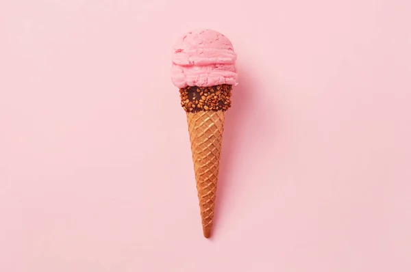 Ice Cream Cone Pink Background — Stock Photo, Image