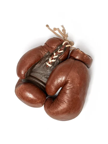 Gants Boxe Usagés Sur Fond Blanc — Photo