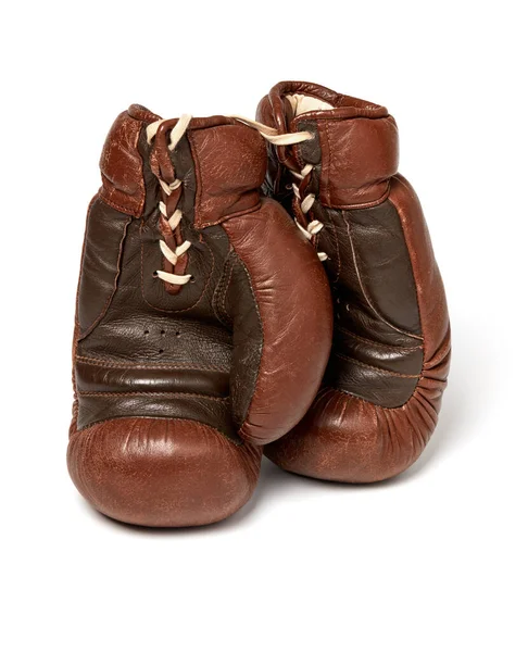 Gants Boxe Usagés Sur Fond Blanc — Photo