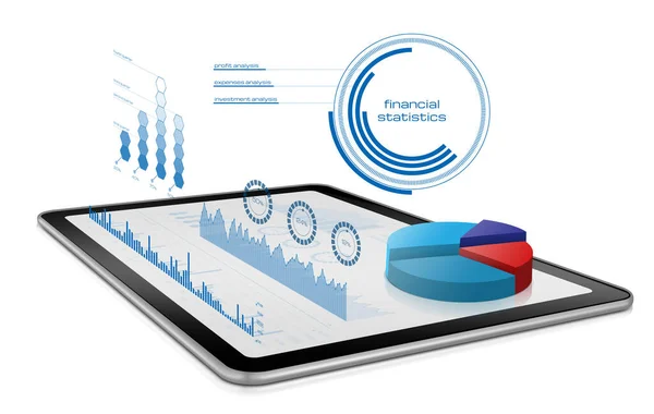 Business Tillväxt Diagram Digital Tablett Vit Bakgrund — Stockfoto
