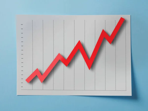 Gráfico Crescente Página Fundo Azul — Fotografia de Stock