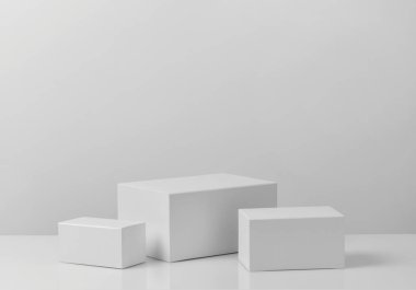 Minimal white winners podium blocks on clean background for product display