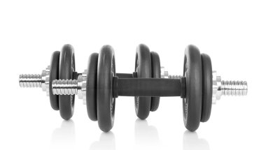 Beyaz üzerine demir halter