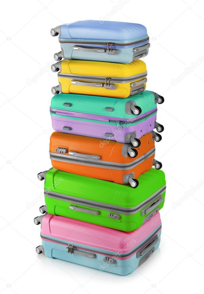 Suitcases on white