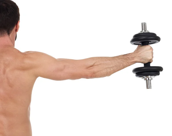 Weights lifting on white — Stock Photo, Image