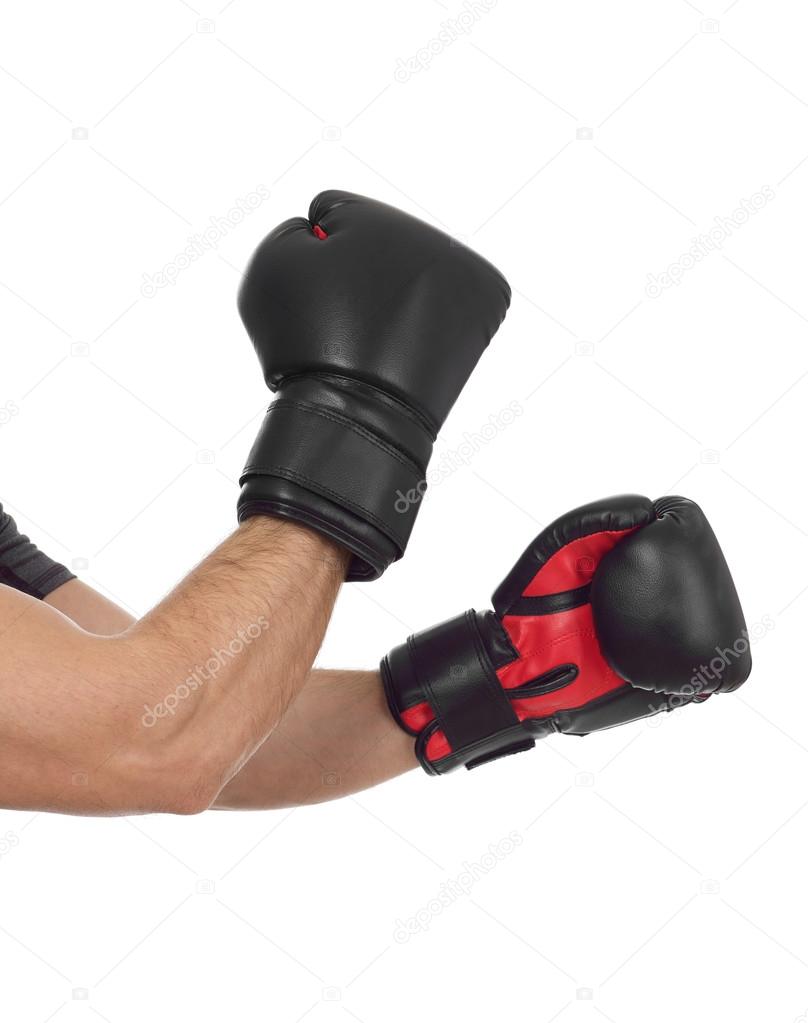 Boxing gloves on white