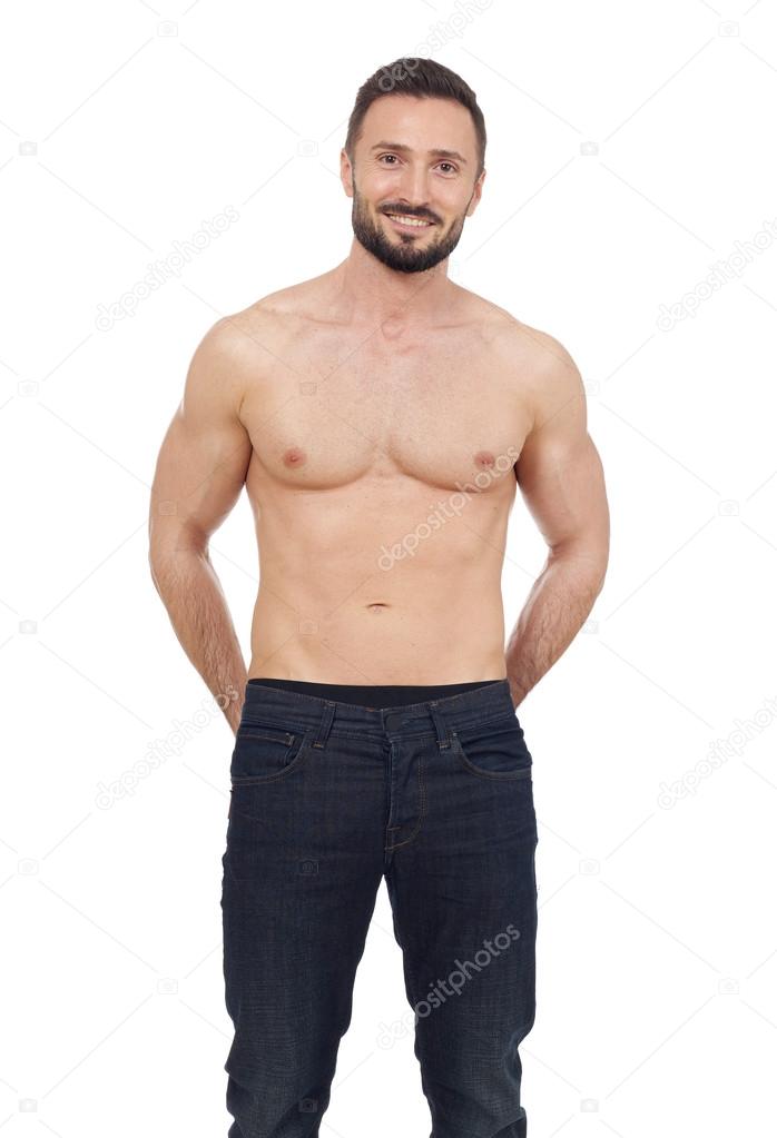 Shirtless man isolated