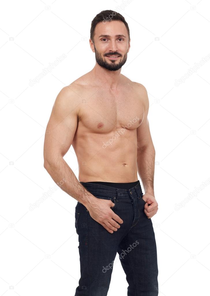Shirtless man isolated