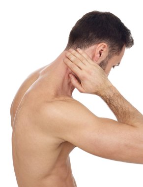 Boyun ağrı, beyaz arka plan