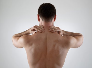 Sırt ağrısı, gri arka plan