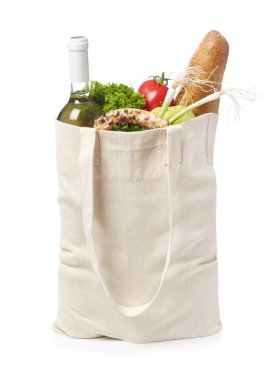 Reusable eco friendly grocery bag clipart