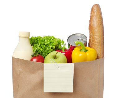 Bir çanta bakkaliye alışveriş listesi