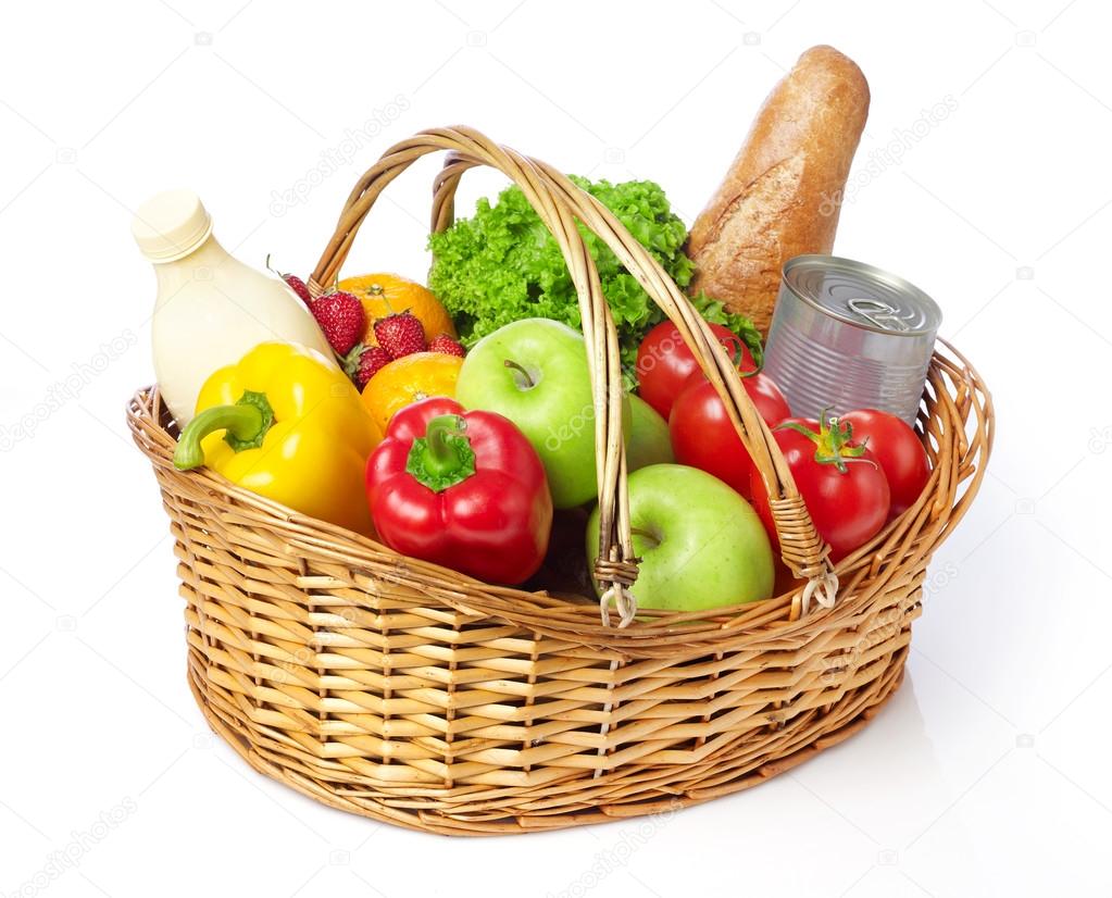 Basket with groceries