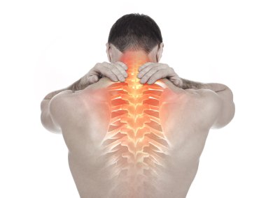 Spine pain, white background clipart
