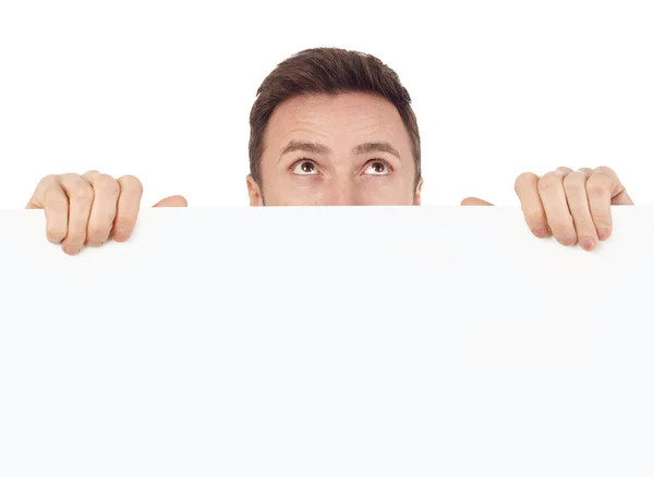 Man with blank sign — Stock Photo, Image