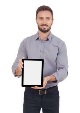Dijital tablet ile işadamı
