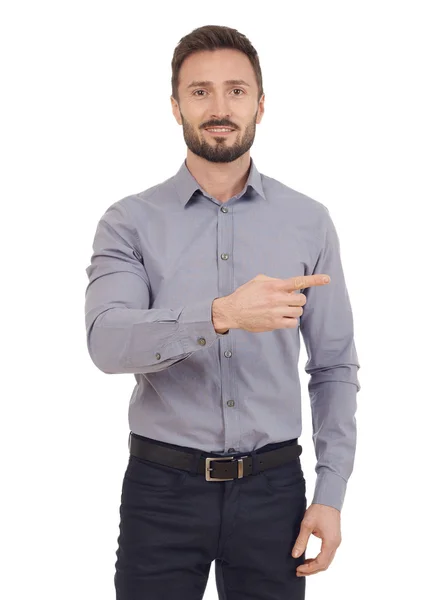 Businessman pointing isolated — Stock Photo, Image