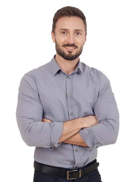 Cheerful businessman isolated