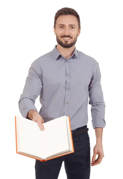 Cheerful man with a book — Stock Photo, Image