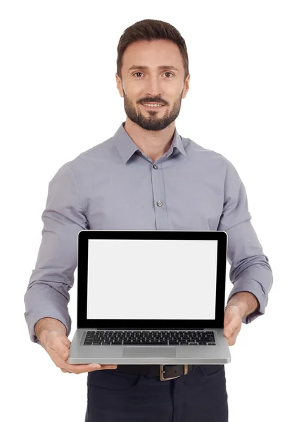 Showing a laptop screen — Stock Photo, Image