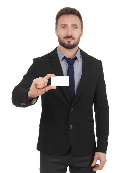 Man with business card — Stock Photo, Image