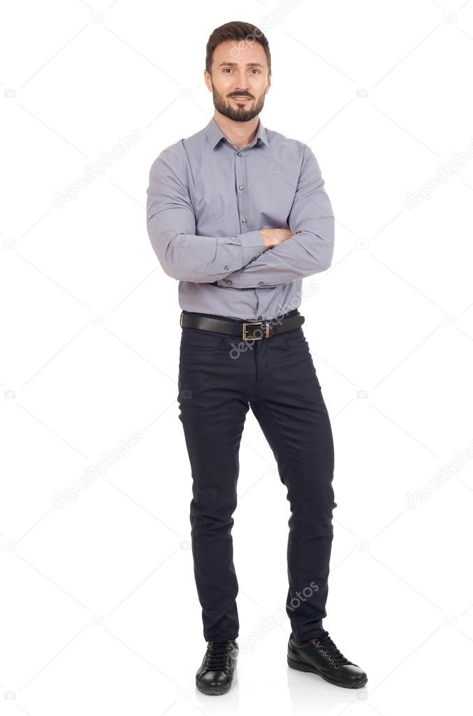 Cheerful businessman isolated