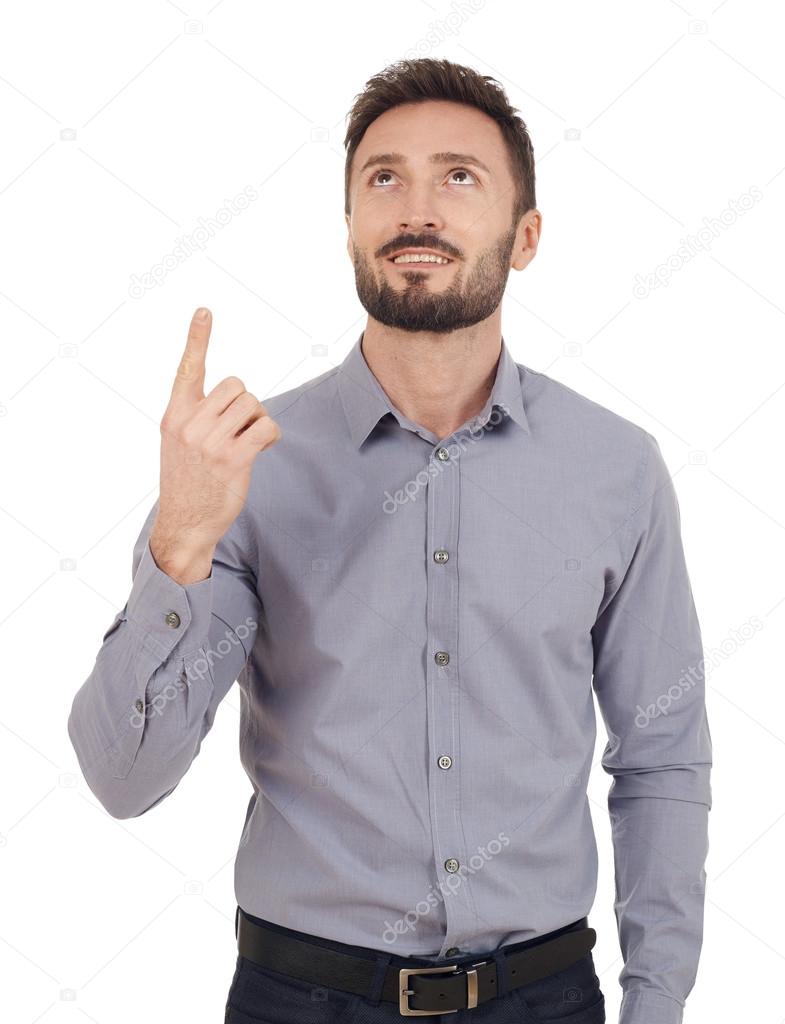 Businessman pointing isolated