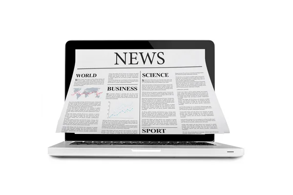 Newspaper out of laptop — Stock Photo, Image