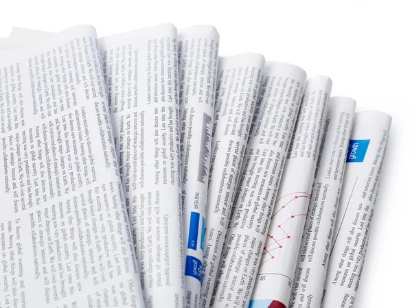 Newspapers close-up on white — Stock Photo, Image