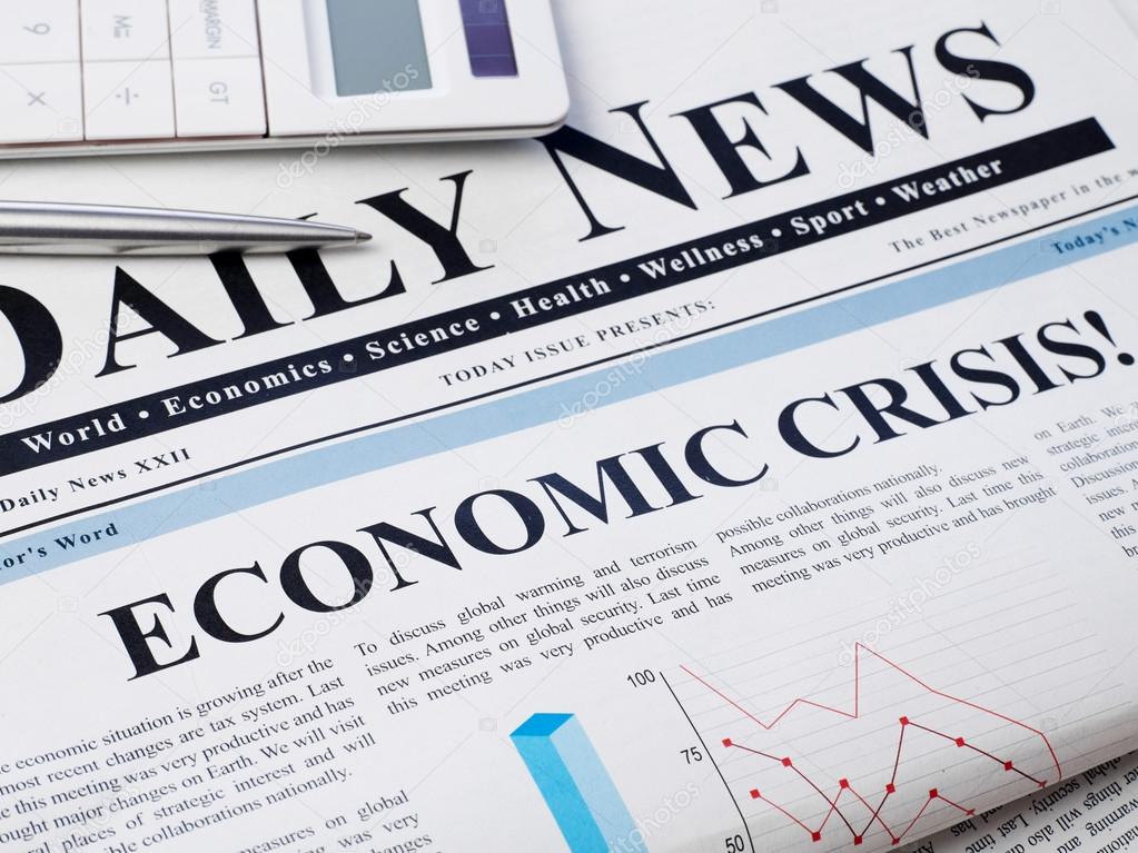 Economic crisis headline on newspaper