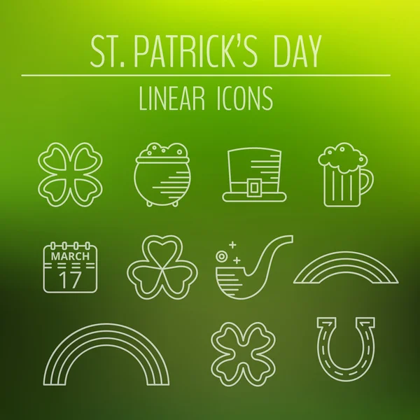 St. Patricks day linear icons set. — Stock Vector