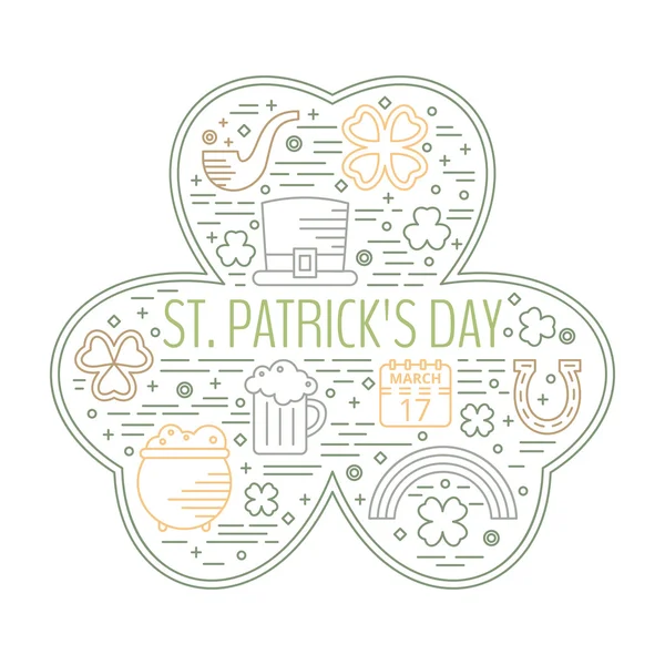 St. Patricks day colorful line icons set. — Stock Vector