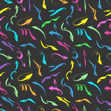 Sorunsuz elle çizilmiş neon işaret okları desen.