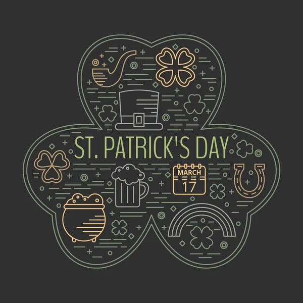 St. Patricks dia colorido conjunto de ícones de linha . — Vetor de Stock