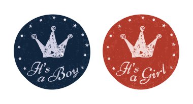 Onun bir kız ve erkek etiketleri.