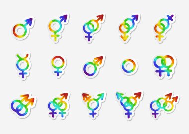 Gender identity icon set. clipart