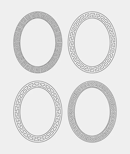 Conjunto vectorial de cuatro marcos de meandro ovalados . — Archivo Imágenes Vectoriales