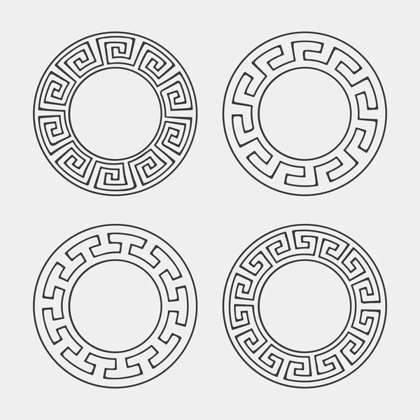 Vector set of four round meander frames. — Stock Vector